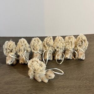 Ceramic Squirrel With Faux Fur Christmas ornaments lot of 8